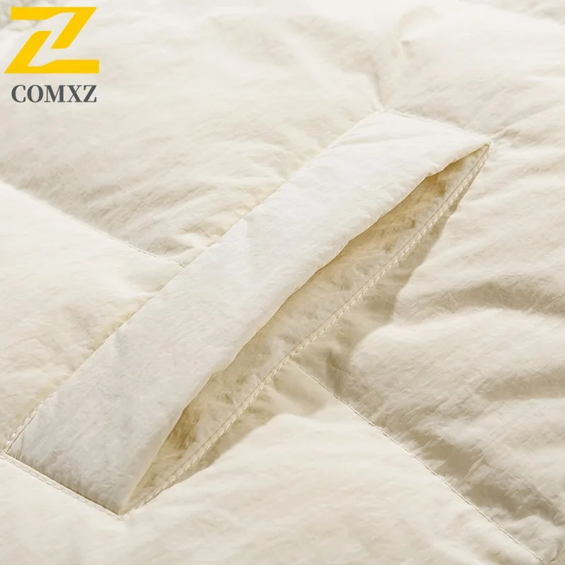 COMXZ Mens Down Jacket Casual Stand Collar Outdoor Cycling Windproof Warm Parka Coat Luxury Travel Cold Resistant Winter Coat