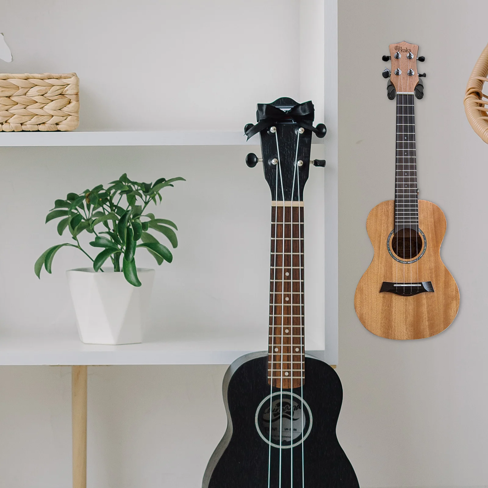 2Sets Guitar Wall Hanging Holder Ukulele Violin Support Anti-Drop Rack Wall Mount Musical Instrument Storage Erhu Bracket