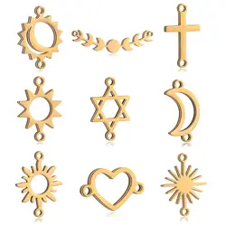 5Pcs/Lot Star/Cross/Sun Link Connector Charms Stainless Steel Link Pendants Dangle DIY Necklace Bracelet Jewelry Making Supplies