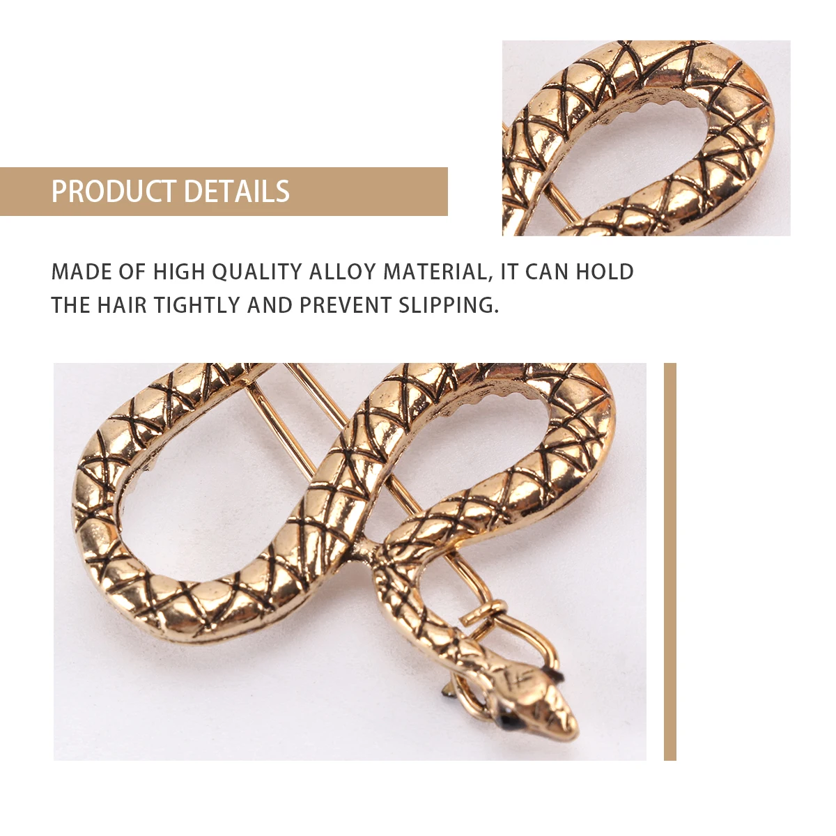 

6 Pcs Alloy Hairpin Easy to Open Clips Gold Snake Wedding for Ages Barrettes Accessories