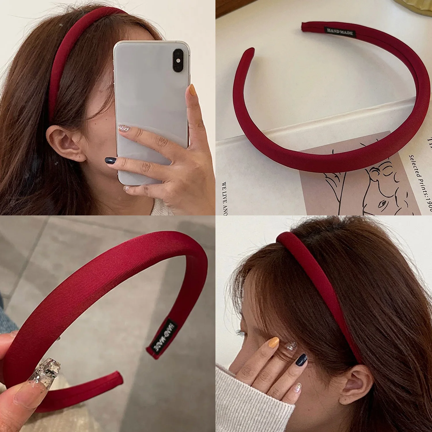 Retro Red Velvet Sponge Headband For Woman Fashion Temperament Hair Hoop Wash Face Hair Band Female Party Hair Accessories Gift