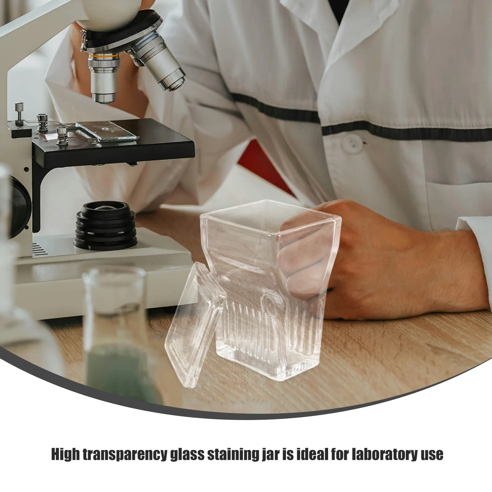 Tarro de tinción de vidrio de alta transparencia, portaobjetos para microscopio, terrario con cubierta, 2 uds.