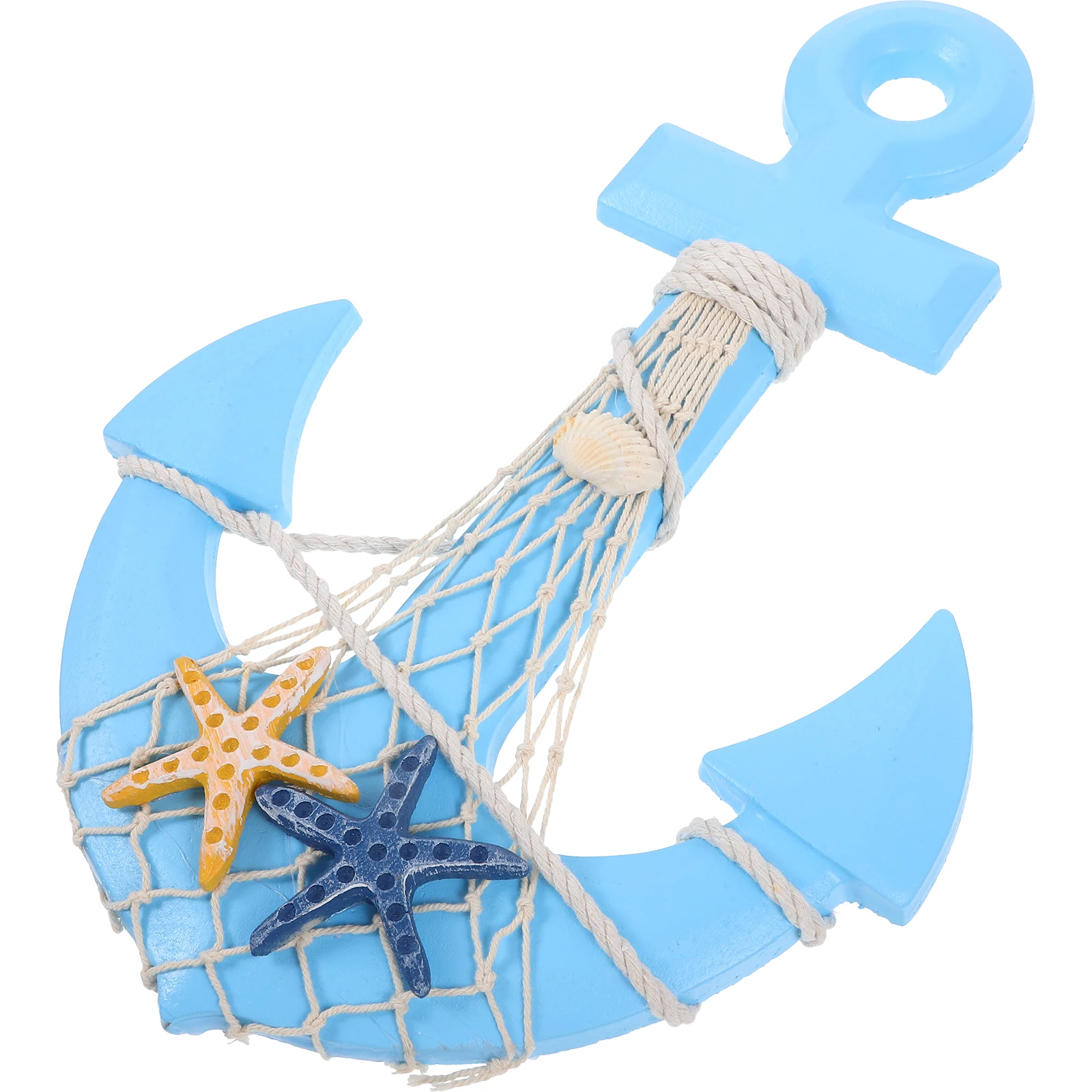 

Anchor Pendant Sea Themed Hanging Ornament Small Wall Decor Mediterranean Style Wood Wind Chime Decoration