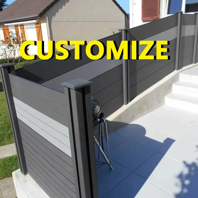 Any Size Custom Outdoor WPC Fence Panel Moisture Resistant Composite Wood Slat Fencing Garden Villa Privacy Security Screen Cust