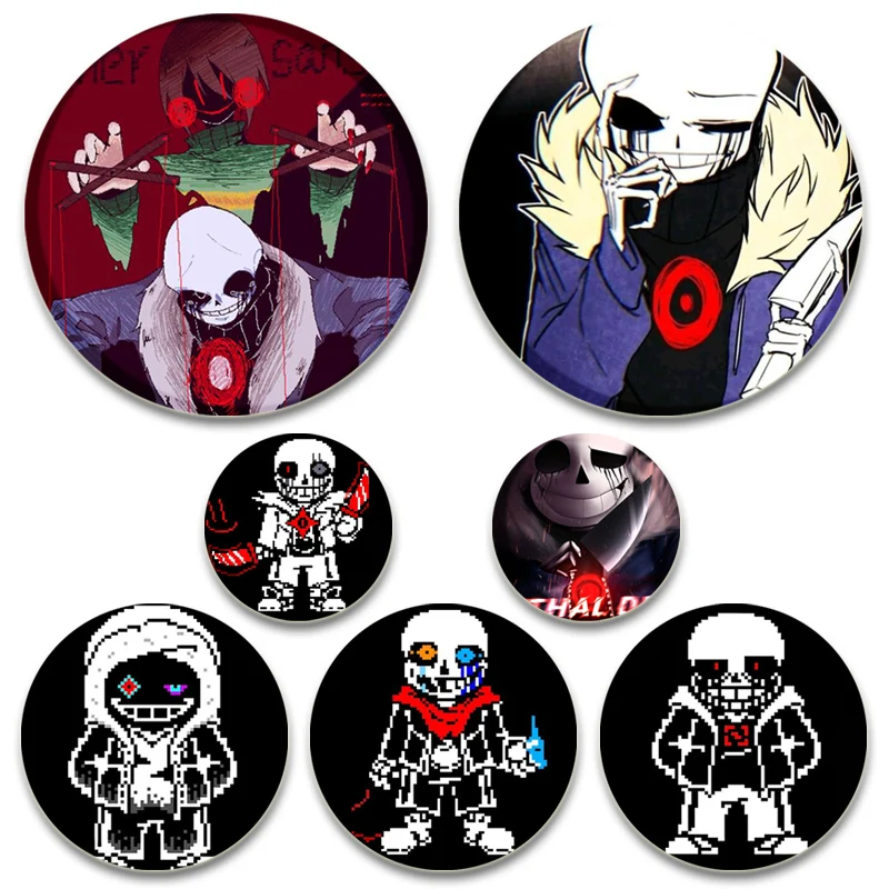 Round Anime Killer Sans Brooches Handmade Badge Fashion Jewellery Clothes Hat Backpack Accessory Gifts HD Print Pins 32/44/58mm