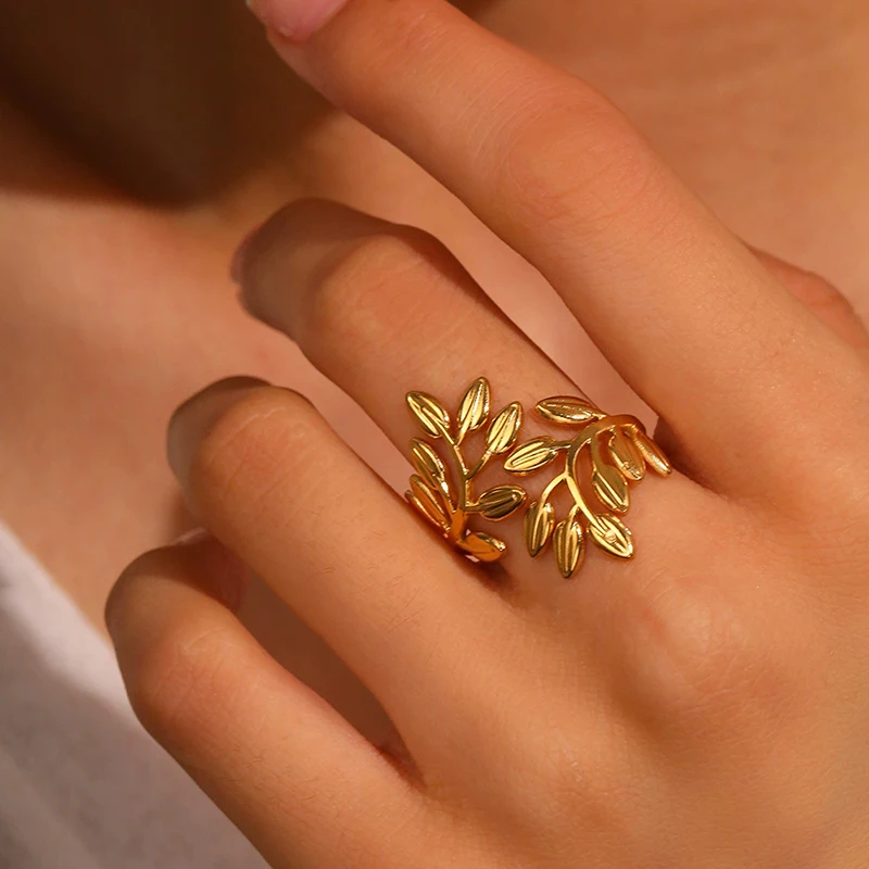 GANPUP 316L Edelstahl Exquisite Minimalistische Zirkonia Offenen Ring Frauen Chic Mode Goldene Wasserdichte Finger Schmuck – Detail 12