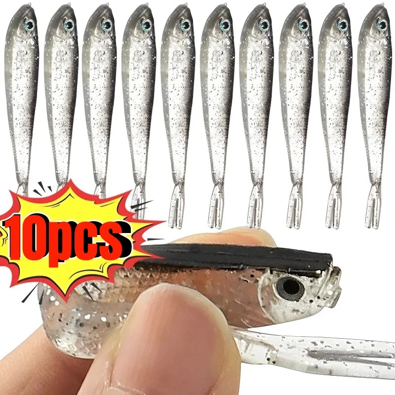 

10Pcs Soft Fishing Lures Silicone Bait 7.5cm for Fishing Shad Swimbait Wobblers Artificial Tackle Soft Fly Fishing Lures Bait