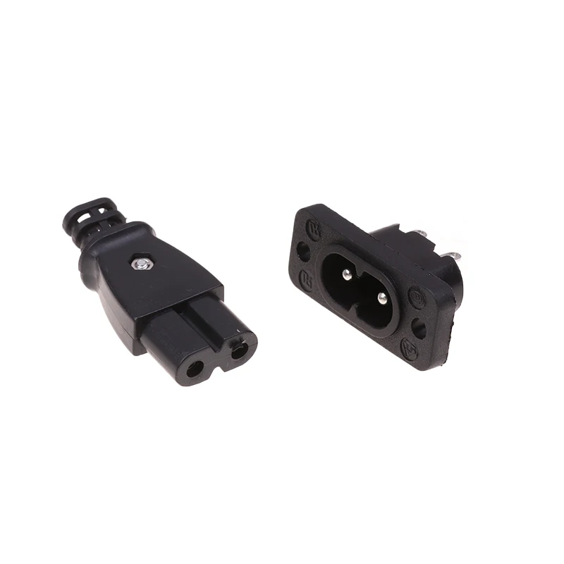 C8 Male Power Socket Female Plug Power Outlet Embedded Electric Connector 35mm*15mm 2.5A 250v 8-shaped Plug Socket-New