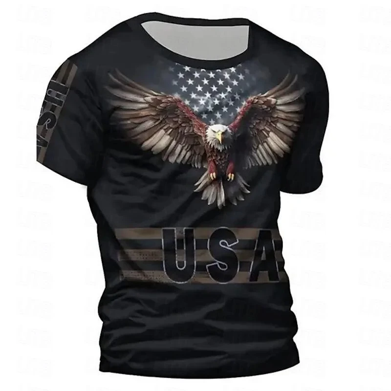 

Summer 3D Printed America Flag Emblem T Shirt American Spiritual Totem Graphic T-shirts For Men Vintage Short Sleeve Tee Tops