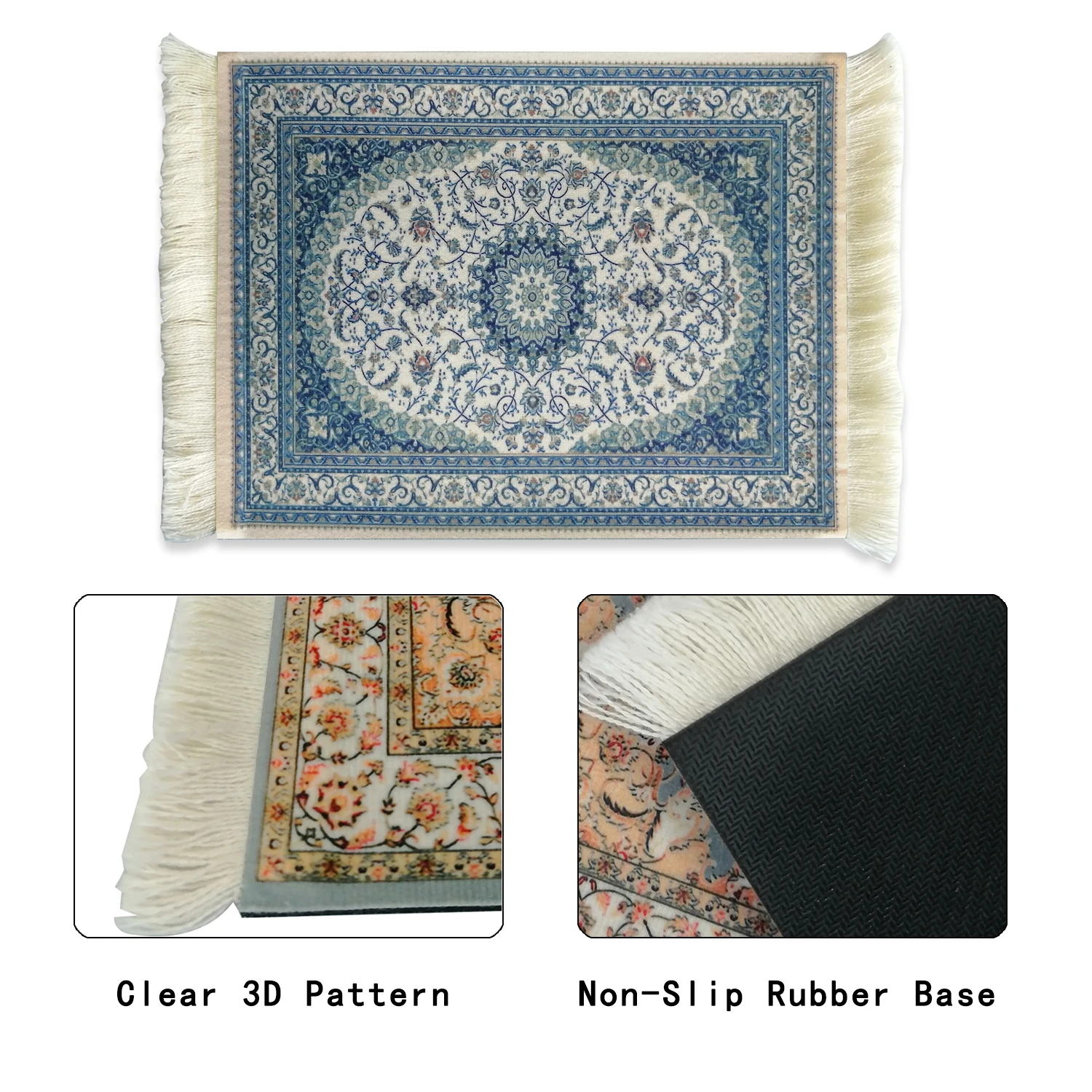 Oriental Retro Woven Mouse Pad Rug Mousepad Persian Carpet Pattern Cup laptop PC Mouse Pad with Fring Home Office Table Decor