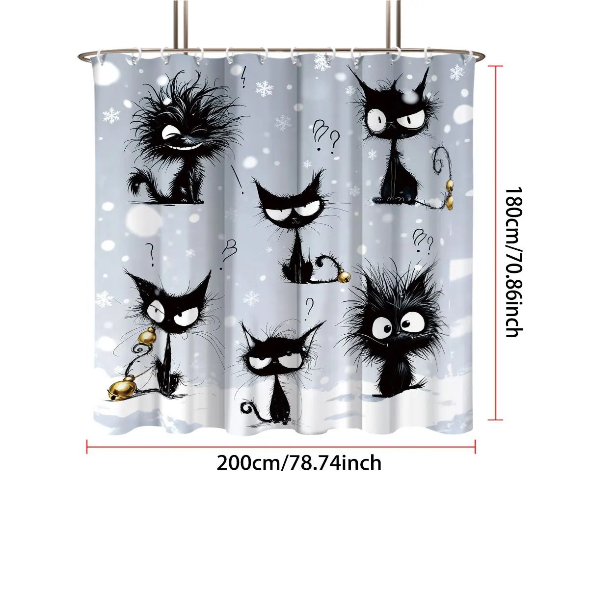 1pc bonito dos desenhos animados gato impressão cortina de chuveiro à prova dwaterproof água pendurado 12 ganchos multi tamanho decoração máquina lavável