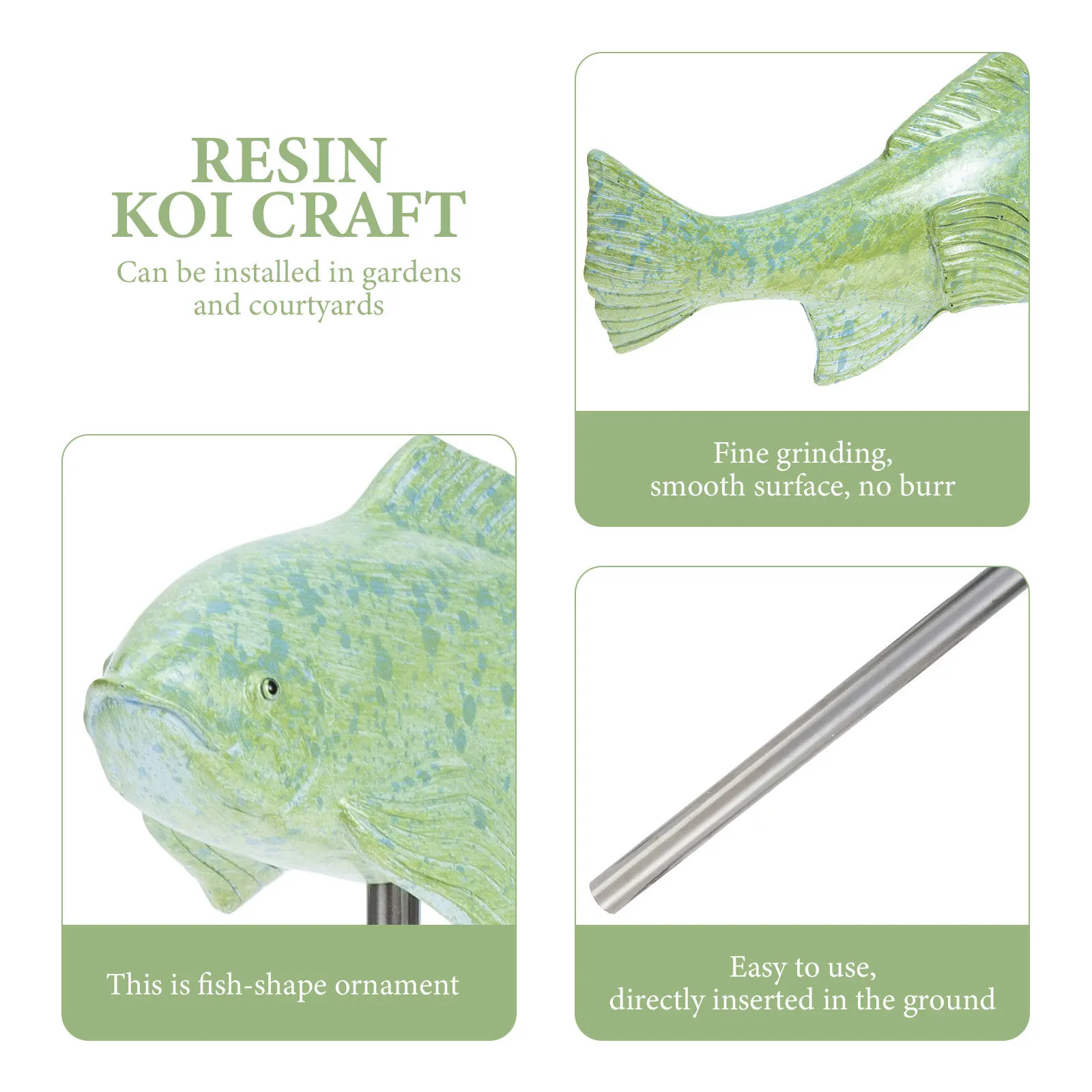 

1 Piece Cute Koi Resin Craft Fish Shape Stake Garden Yard Decoration Outdoor Lawn Fish Ornament for Modern Farmhouse Rustic