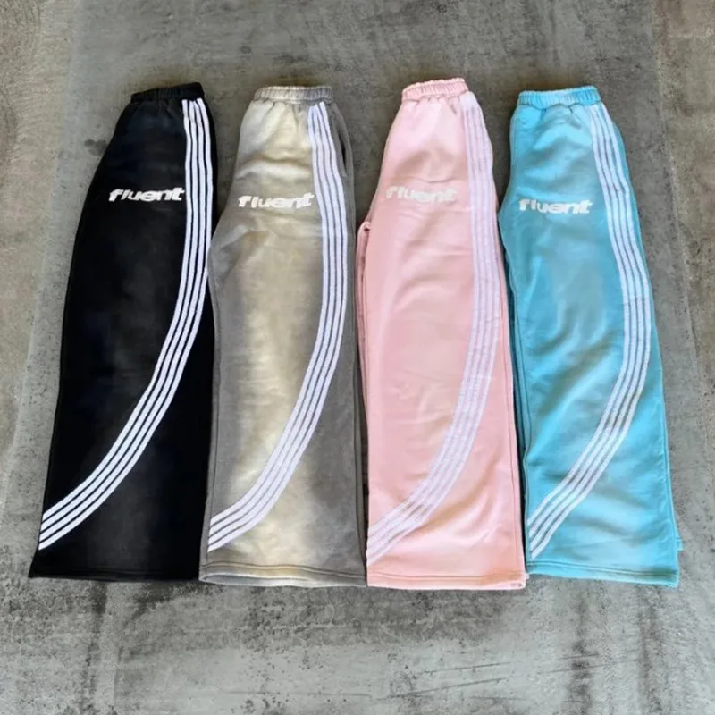 Harajuku AT, Y2K, USA, Solid, Document, Embroidered Letters, Casual Pants, Hip Hop, Close Up, W-String, Size, Jogging view 3