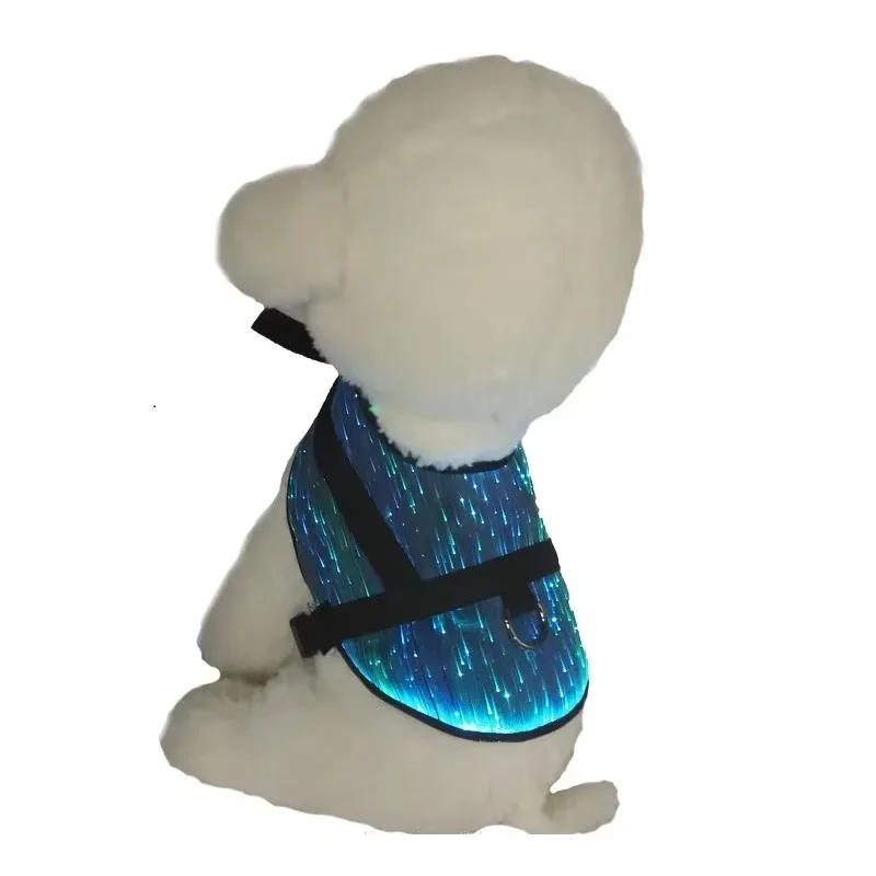 2025Wholesale LED Dog Collar Harness Clothes LED Optic Fiber Light Up Dog Vest