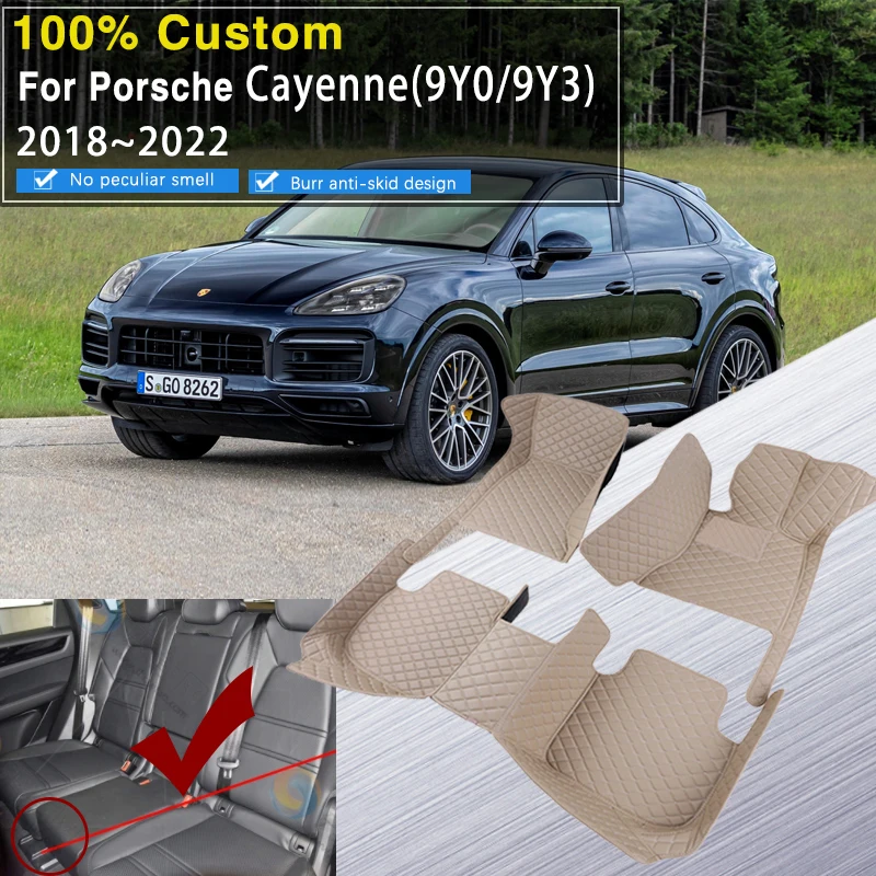 Car Floor Mats For Porsche Cayenne 9Y0 9Y3 2018~2022 5 Doors Carpets Waterproof Protective Pads Car Mat Full Set Car Accessories