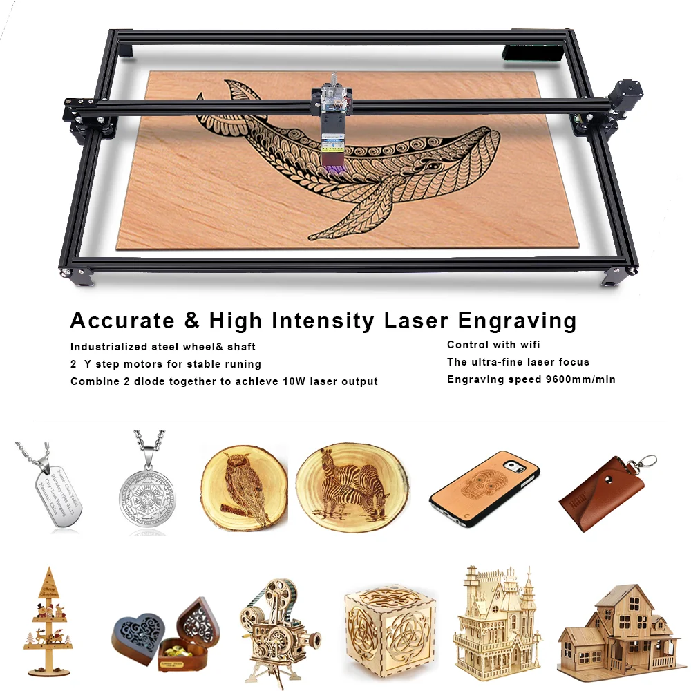 40W 80W Laser Engraving Machine Wood Leather Cutter Metal Glass Engraver CNC 3D Laser Printer with FAC Wifi 10W Optical Output