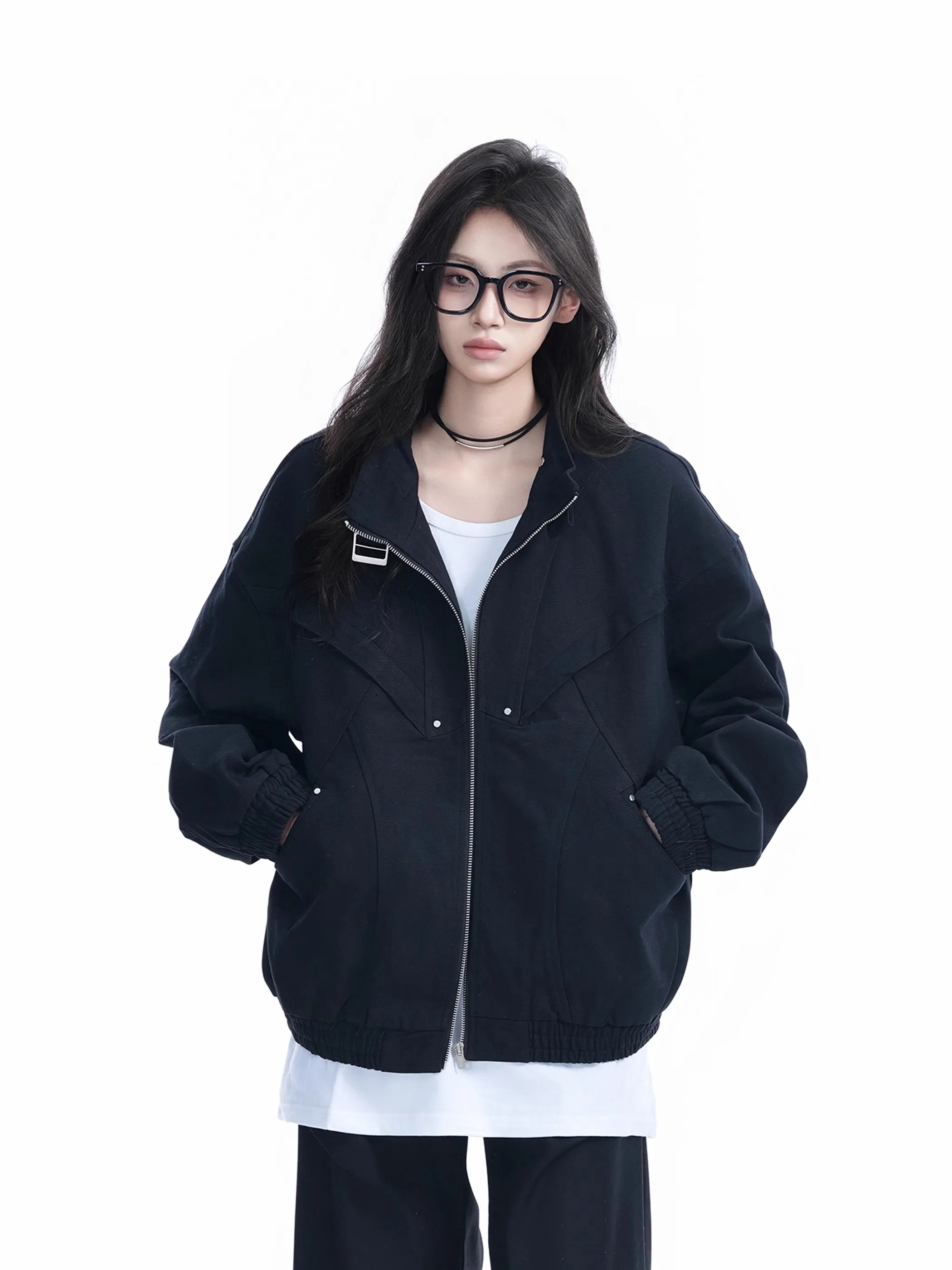 ストリート スレ ルーズフィット ワークウェア ジャケット スタンドカラー エクストラ カジュアル アウターウェア クリーンフィット オルト コート 男女兼用