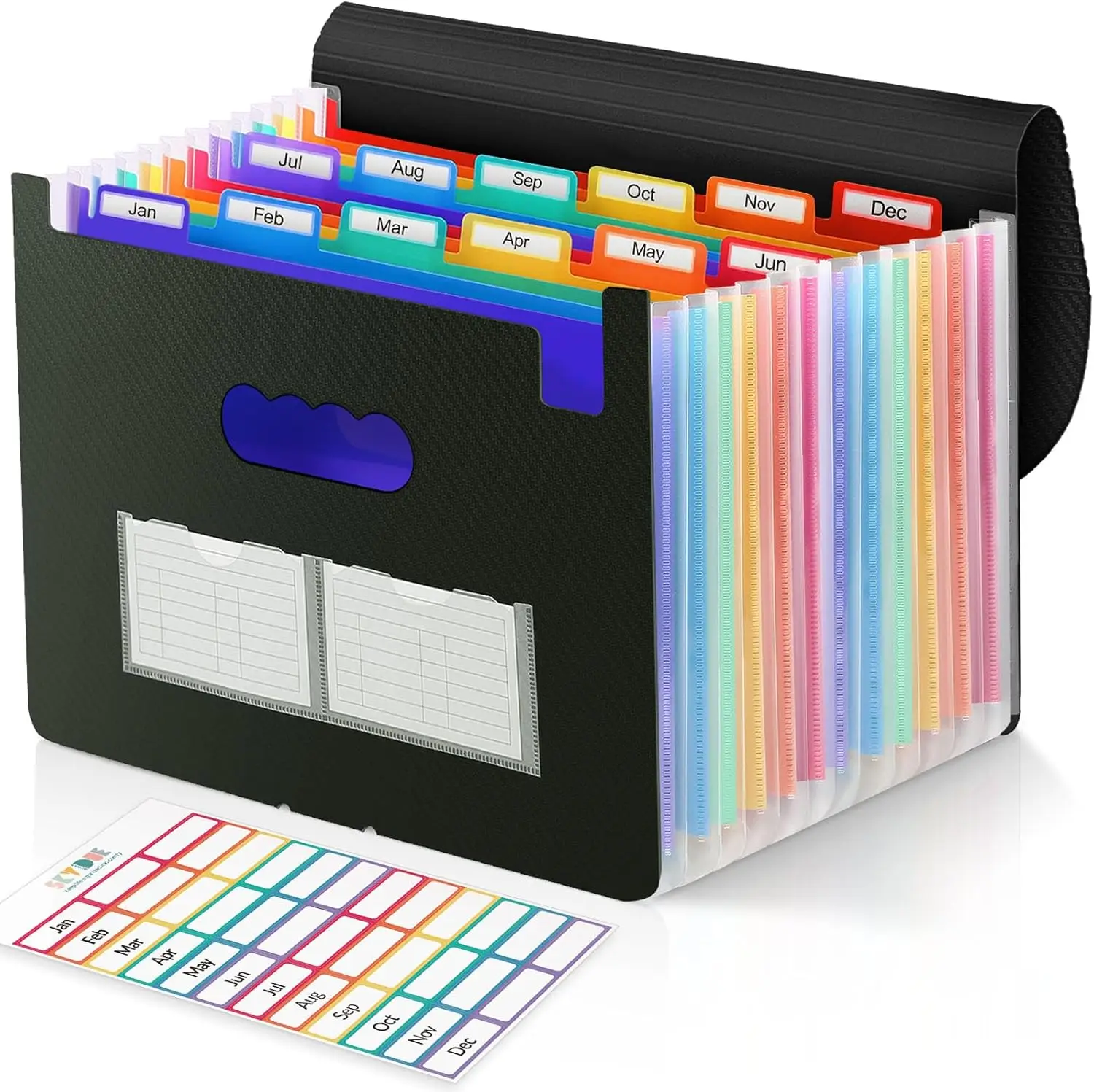 

12-Pocket Expanding File Organizer with Colored Tabs, Portable for Bills and Documents