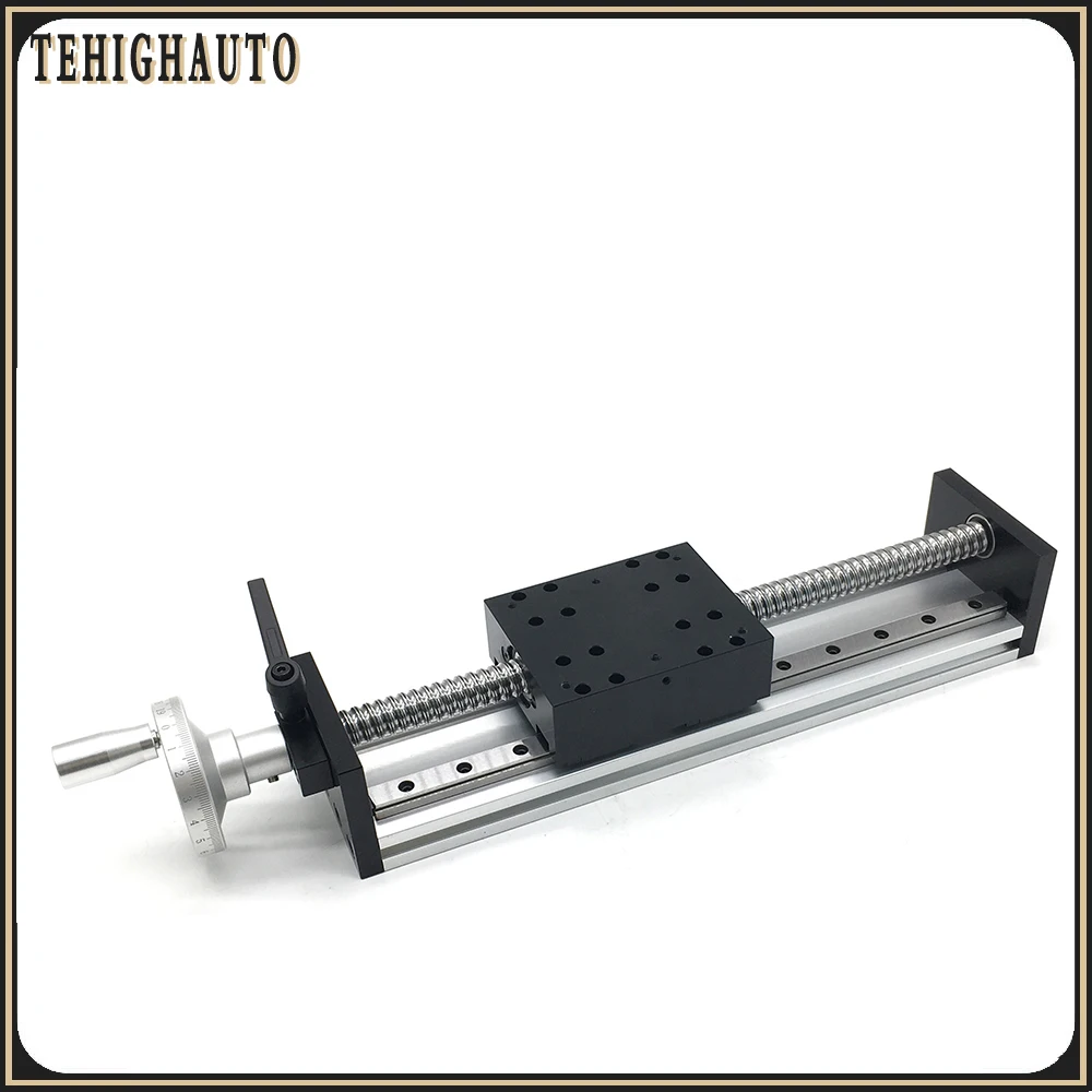 Carril guía lineal cuadrado doble de etapa de movimiento, mesa deslizante Manual, deslizadores de 4 Uds., tornillo deslizante lineal de bola C7, carrera de 100-500mm