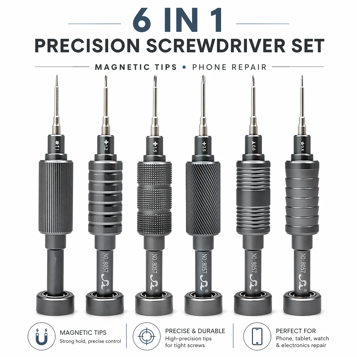 6 in 1 IShell Max Mortar Mini Screwdriver Set, Strong Magnetic Precision Repair Tool, for Phone Watch Glasses