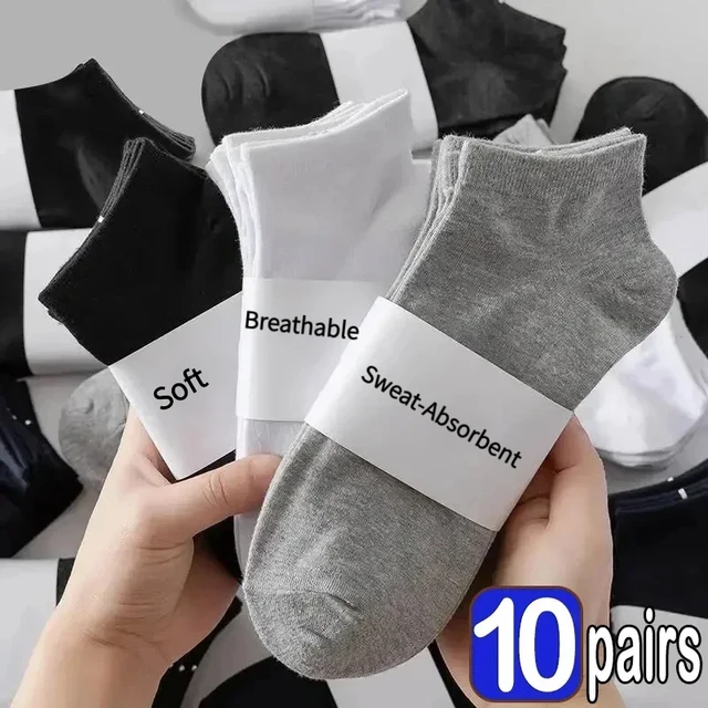 5/10 Par Unisex Skarpetek do Kostki Jednolite Kolory Czarne Białe Szare Bawełniane Dezodorujące Oddychające Skarpety Sportowe do Biegania Nowe Wiosna Lato