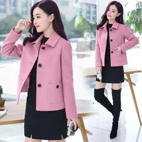 Short Women's Woolen Coat Korean Style Slim Fit Spring Autumn New Style Mini West Style Fashionable Polyester Fiber Coat