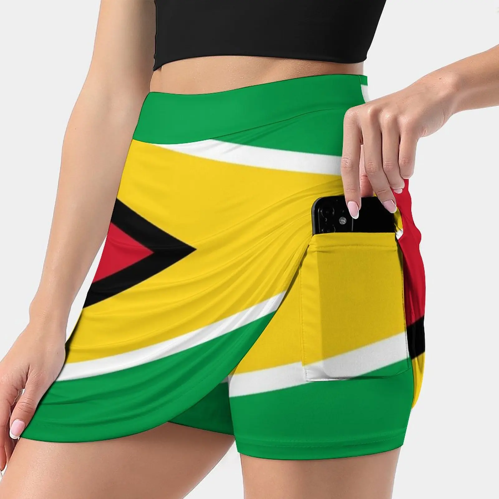 

Guyana Flag T-Shirt-Guyanese Sticker Women's skirt Mini Skirts A Line Skirt With Hide Pocket Guyana Flag Guyanese Guiana