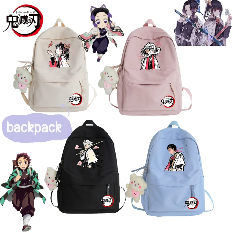

New Demon Slayer: Kochō Shinobu, Toshinori Fujimura, Kanroji Mitsuri anime cartoon pattern large capacity backpack student bag