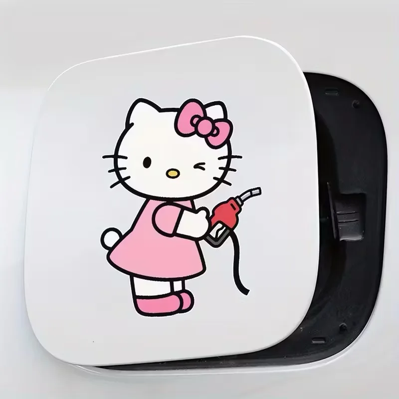 Kawaii HelloKitty Cartoon Stickers, Car Fuel Cap Stickers, DIY Decorative Stickers view 2