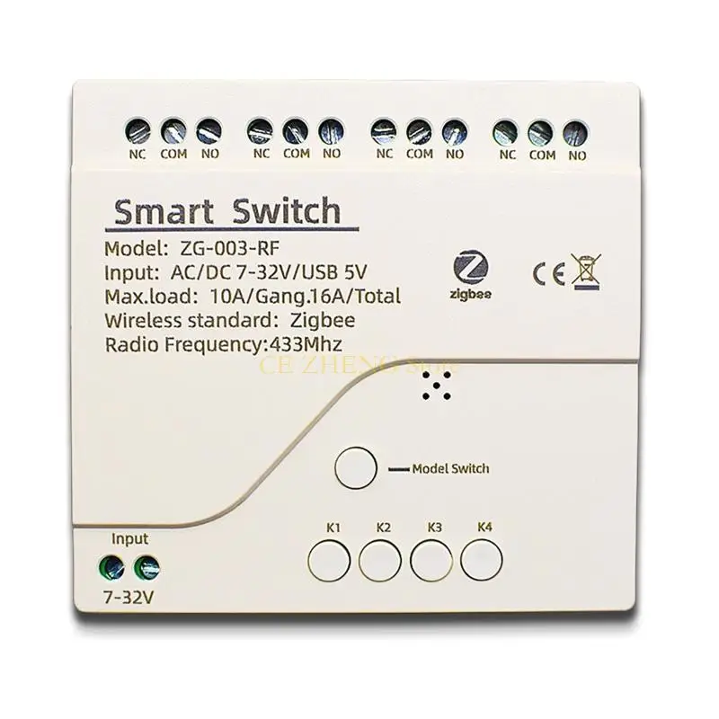 E56b módulo relé protocolo zigbee inteligente, 4 vias, tuya, 433mhz, controlador luz, acessório casa inteligente,