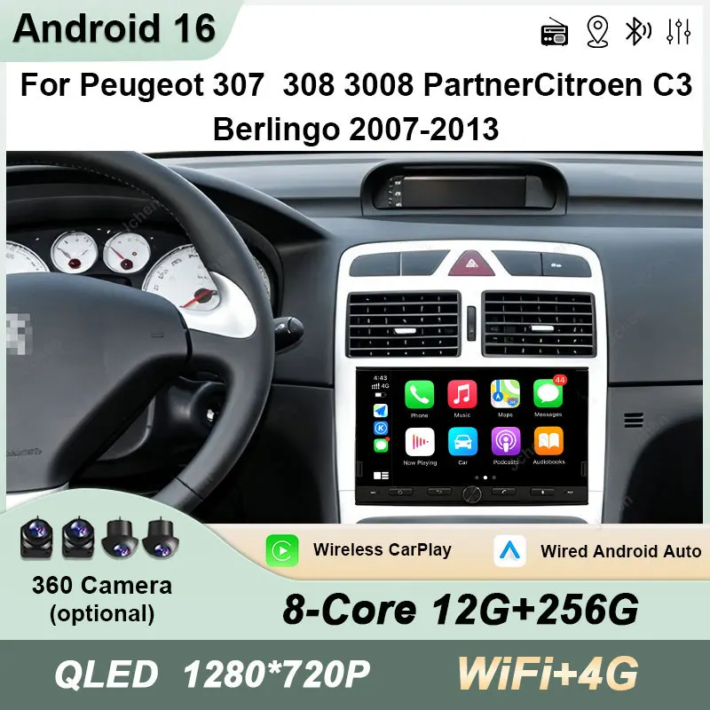 For Peugeot 307  308 3008  Partner Citroen C3 Berlingo 2007-2013 GPS Navigation 7