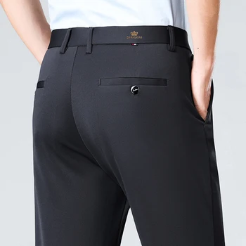 High-stretch fabric men's business trousers suitable for all seasons, featuring an elastic waistband and classic office/work for 3 High-stretch fabric men's business trousers suitable for all seasons, featuring an elastic waistband and classic office/work for 3