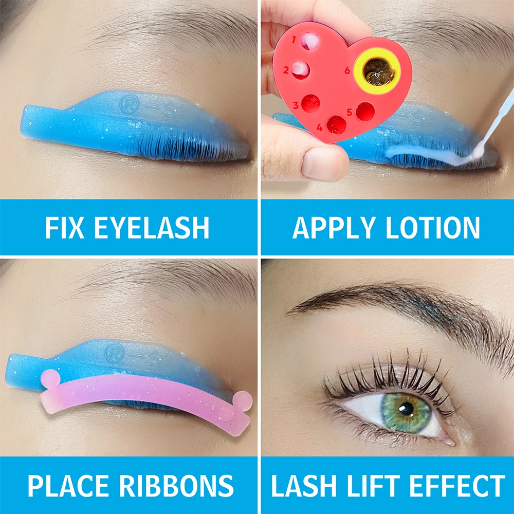 Libeauty 1 ペア再利用可能なレインボーカーラーラッシュリフトリボン再利用可能なシリコーンラッシュリフトパッドカバーアイラッシュアクセサリーメイクアップツール