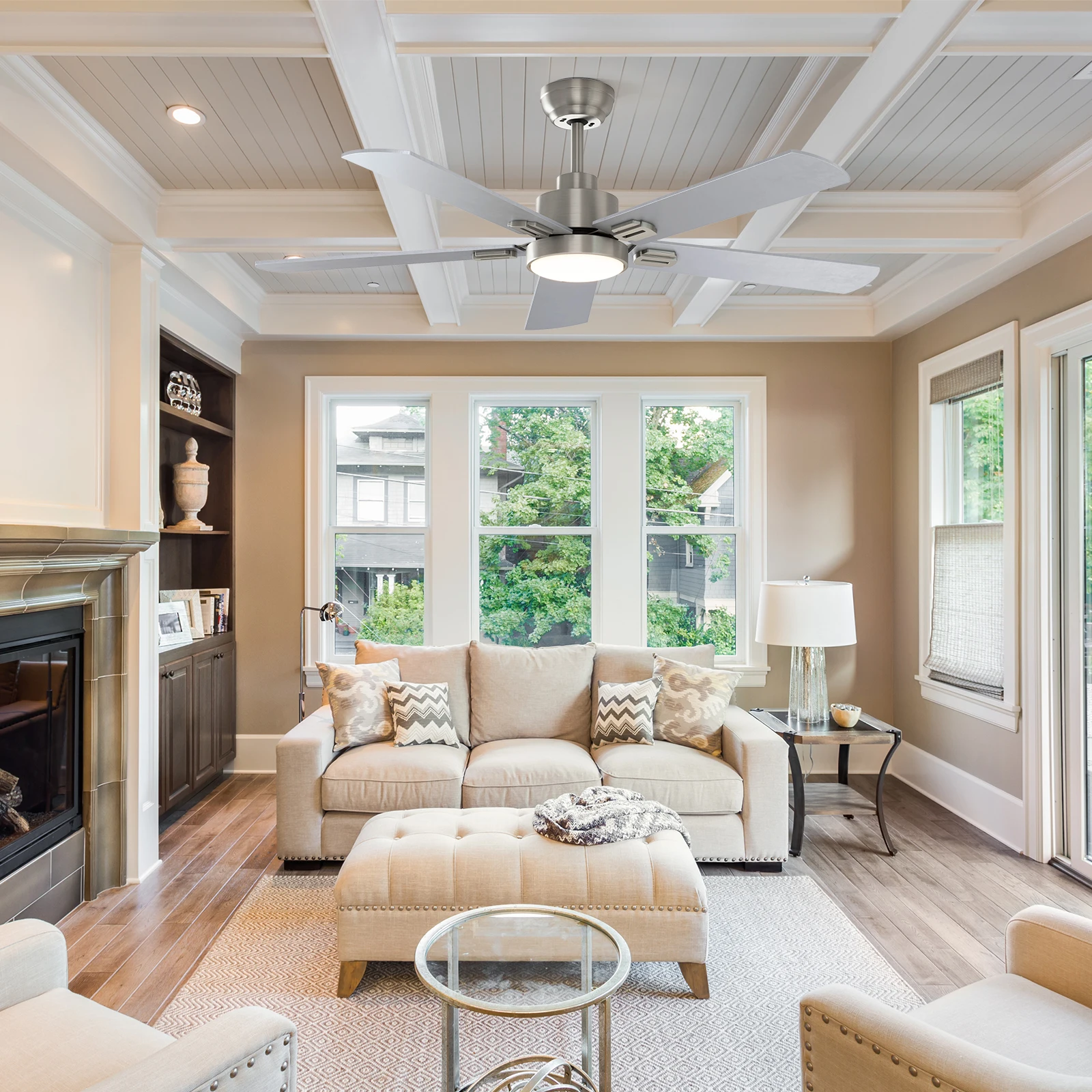 62inch（5-Blade）Ceiling Fans with LED Lights and Remote Control Suitable for bedroom, dining room and other scenes