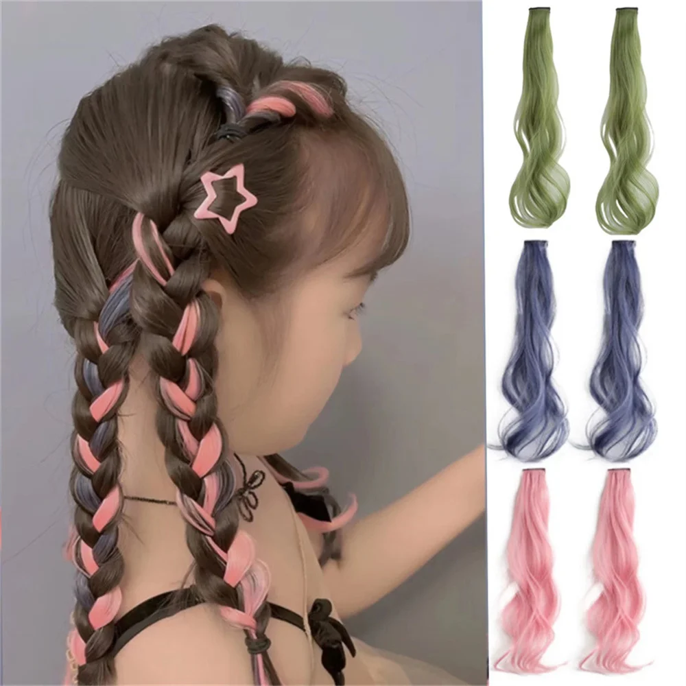 Two-Piece Set Of Children Hairbands Colored Wig Pieces Seamless Invisible Hair Extensions Girls Hair Dyed Wig Patches Wholesale