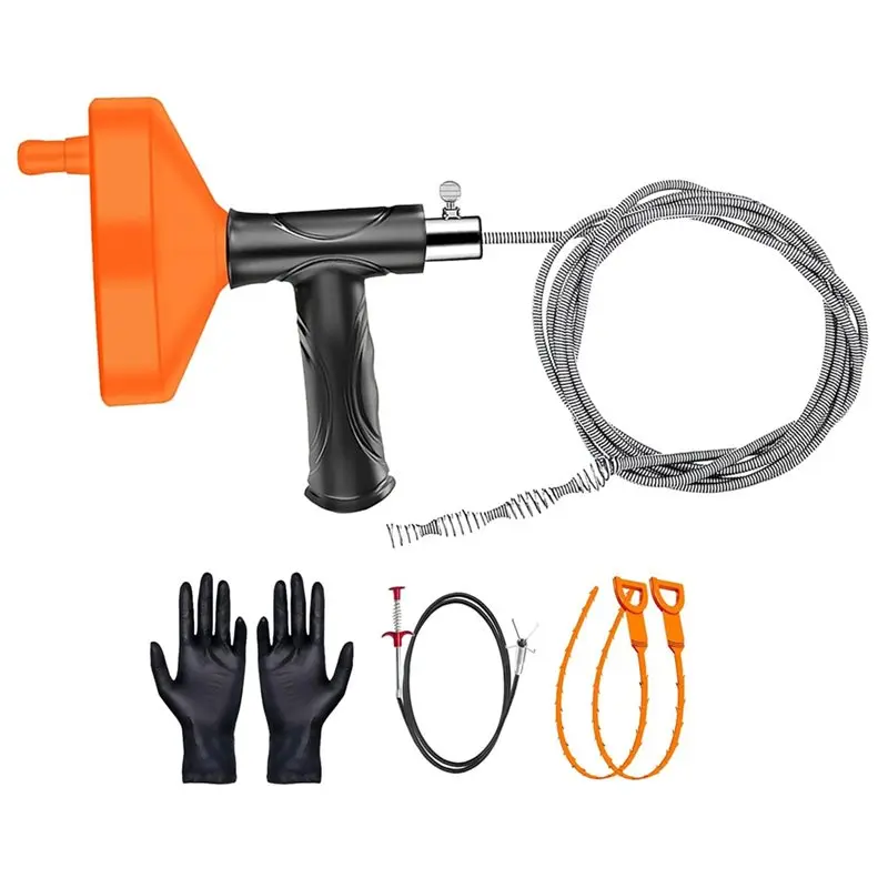 ABGH-Drains Snake Auger 33 Ft Heavy Duty Plumbing Snake For Sink, Tub, And Shower, Clog Remover Drain Cleaner Tool With Glove