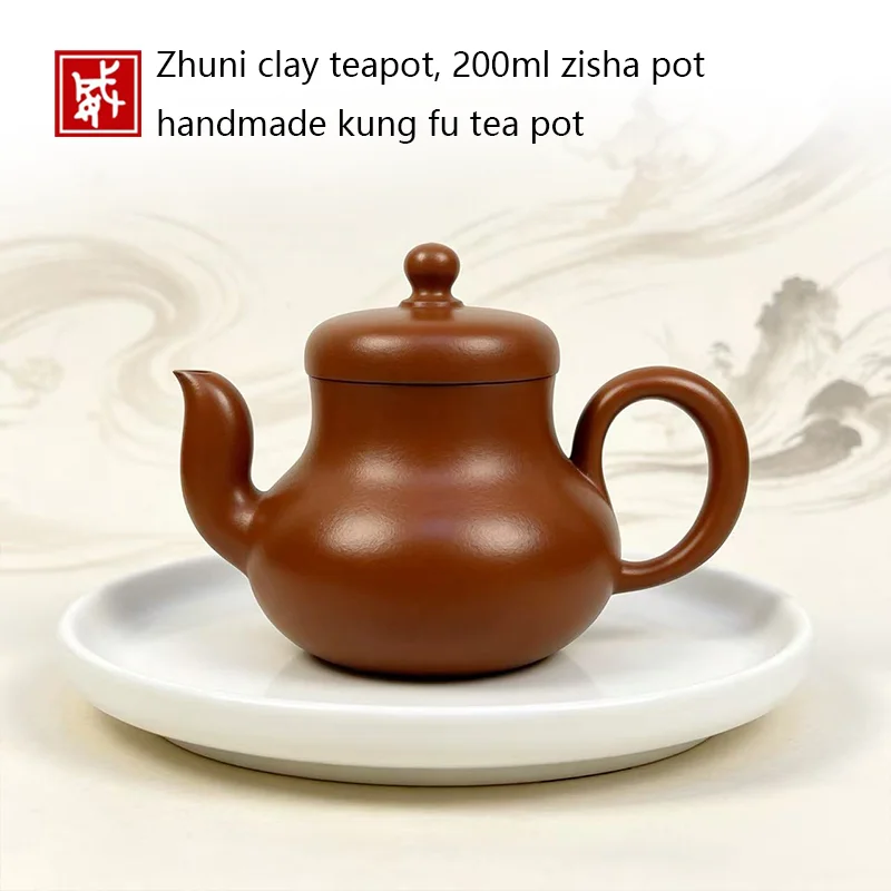 

Handmade Yixing Red Zhuni Clay Teapot 200ml Original Chinese Zisha Tea Pot Authentic Kung Fu Tea Set