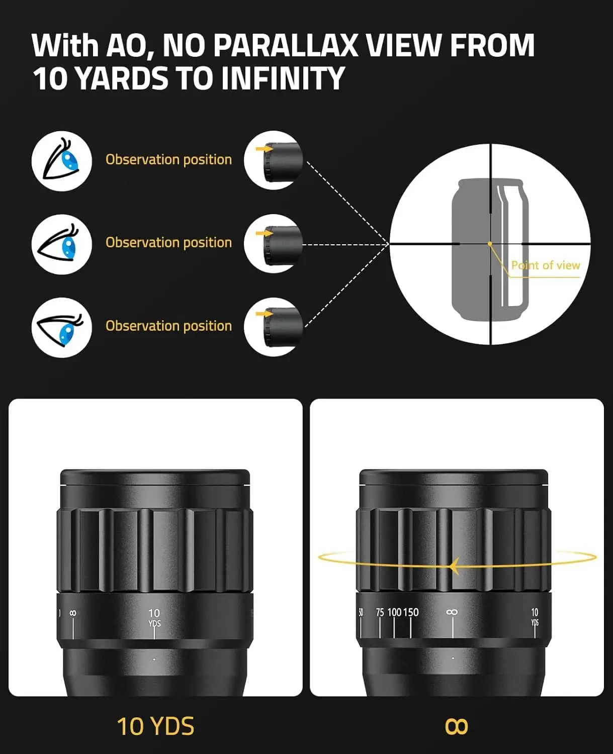 CVLIFE Rifle Scope 3-9x32 AO Optics Riflescope Sighting Crosshair Reticle Sights Adjustable Diopter for 11mm Dovetail Rail