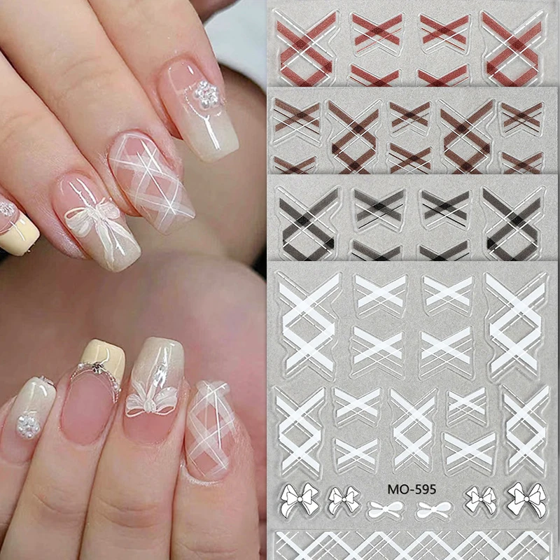 

1 шт., белый бант, украшение для дизайна ногтей Y2K, аксессуары для маникюра «сделай сам», сетка-бабочка, узор, самоклеящиеся наклейки для дизайна ногтей