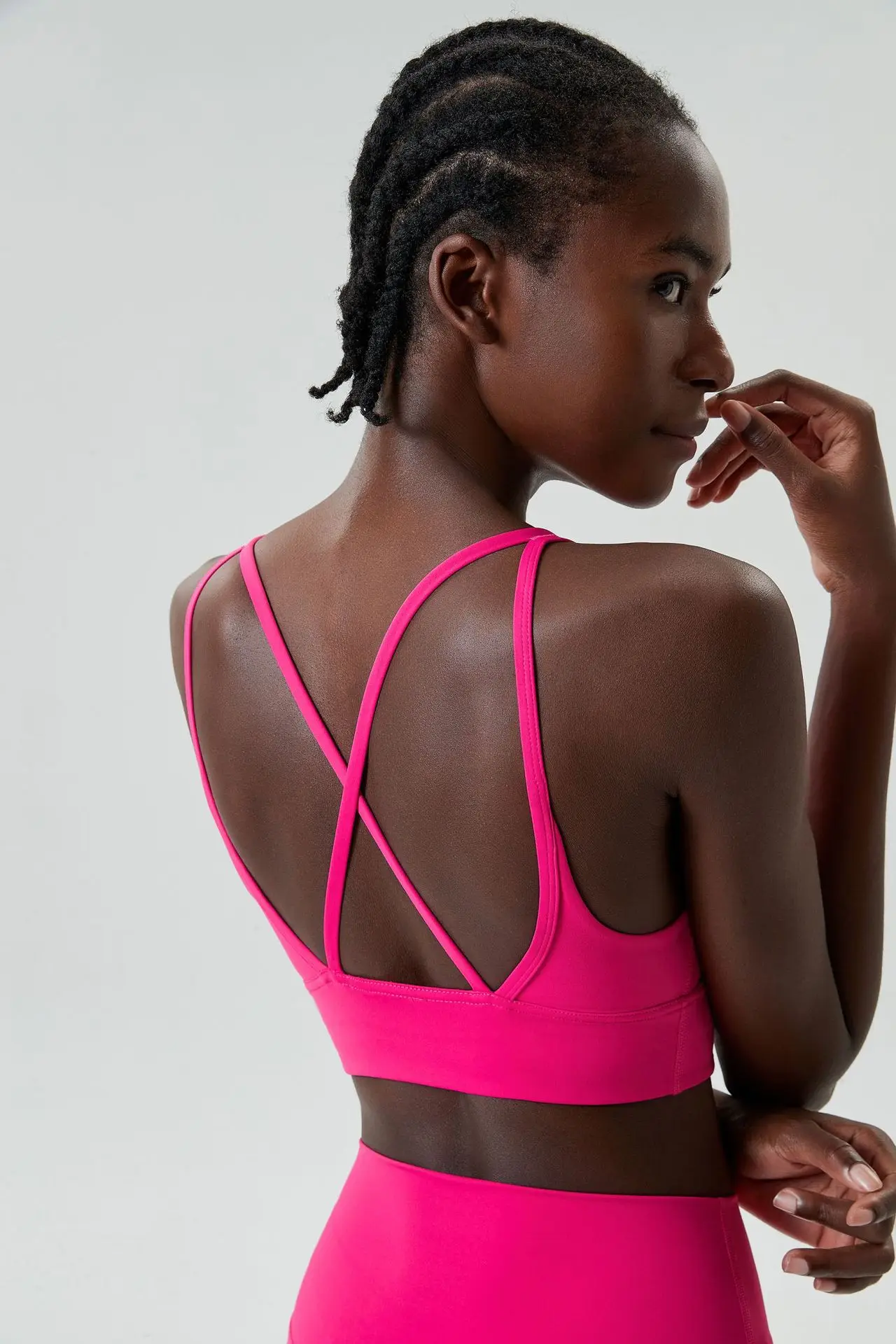 SHINBENE Medium-intensity Kitten-ear Droplet Cup Sports Bra Yoga Tank Top Fitness Sports Bra