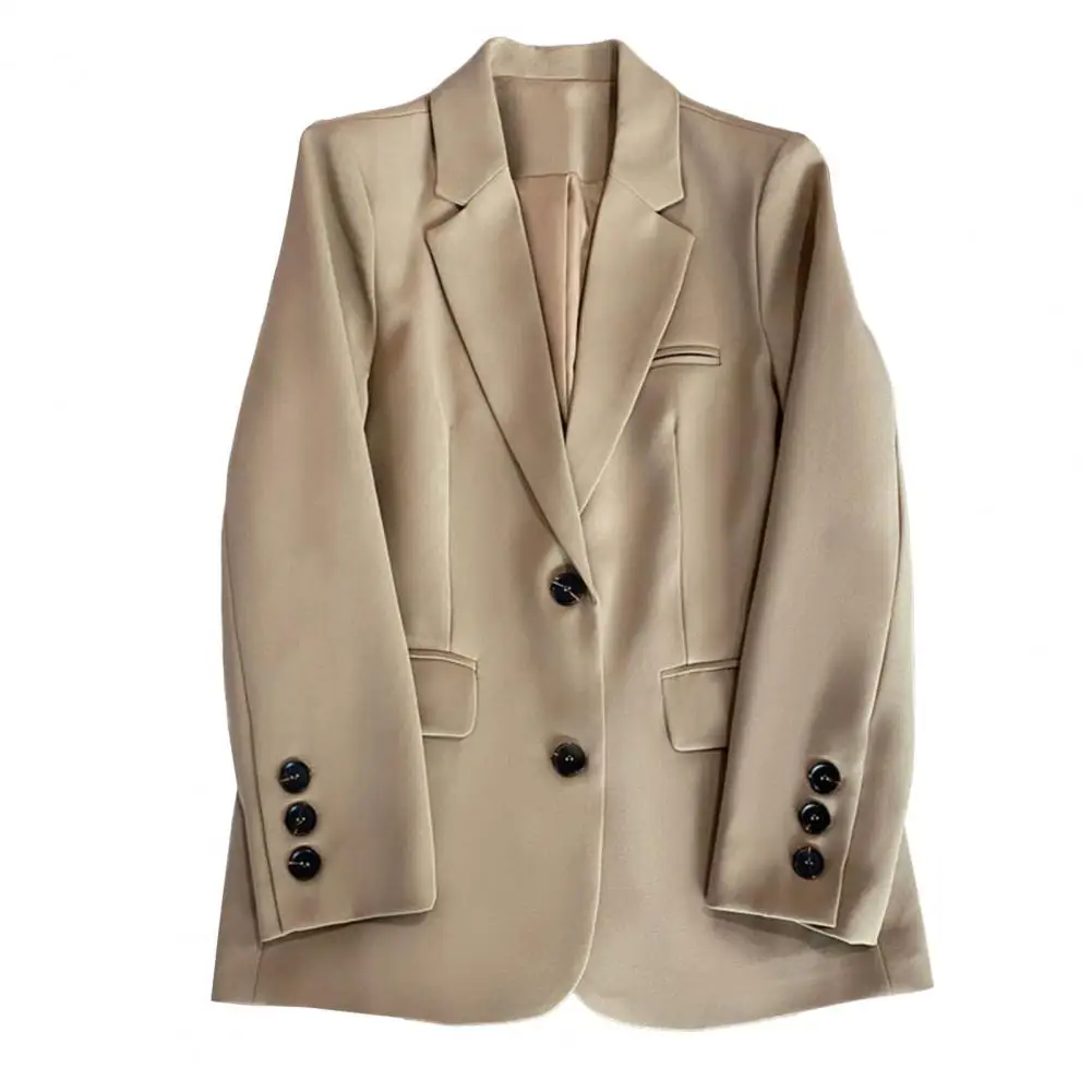 Mulheres Blazer Formal Sólida Manga Longa Anti-rugas Lapela Trajeto Cardigan Negócio OL Estilo Senhoras Terno Casaco Roupas Femininas