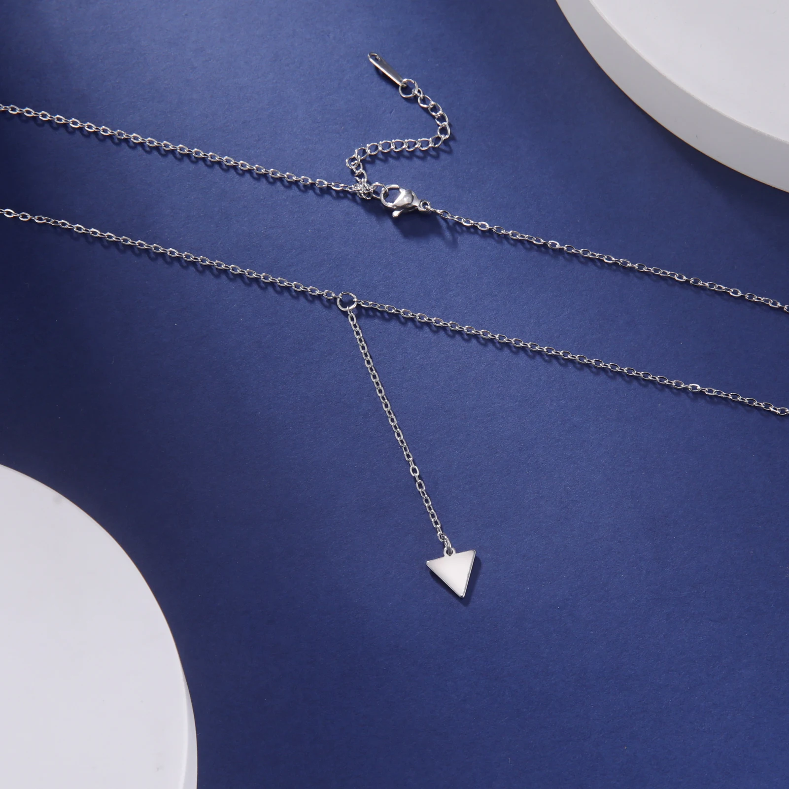 Cazador Gold Color Geometric Triangle Pendant Necklaces for Women Stainless Steel Jewelry Long Chain Necklace Mother Day Gift