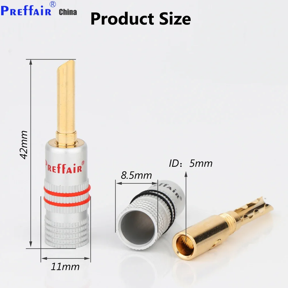 Preffair Bananenstecker, 4 mm Lautsprecher-Bananenstecker, 24 Karat vergoldet, 4 mm Bananenstecker, passend zu 4 mm Bindungspfosten – Detail 3