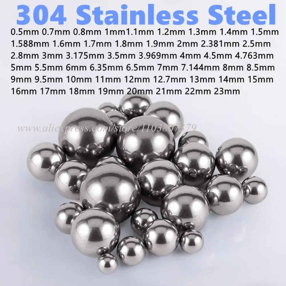 304 Stainless Steel Balls Solid Smooth Bearing Steel Ball Spherical Bead Ball 0.5/0.8/1/1.5/2/2.381/2.5/3/3.5/4~23mm