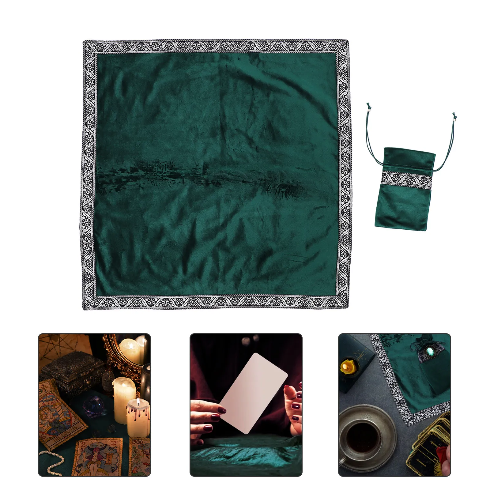 

Tarot Tablecloth Divination Velour Cloth Non Slip Soft Wear Resistant Cards Accessory Storage Bag Home Outdoor Use