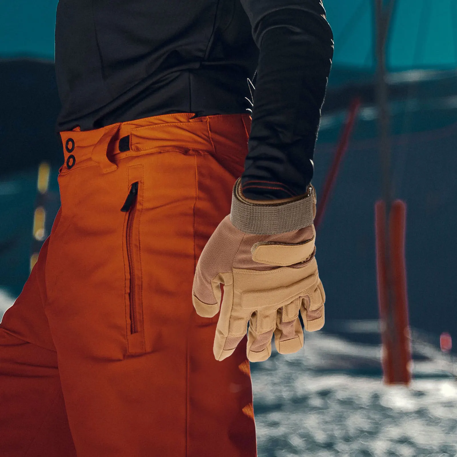 

1Pair Durable Anti-Slip Mountaineering Gloves Sand Color Xl Full-Finger Cycling Gloves for Outdoor Sports Protective Mitts