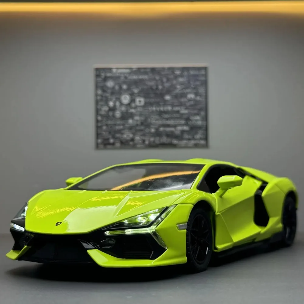 

1:24 Revuelto Roadster, функция спрея, звук и свет, игрушечный автомобиль, звуковая модель, литая под давлением модель автомобиля из сплава, Коллекционная модель