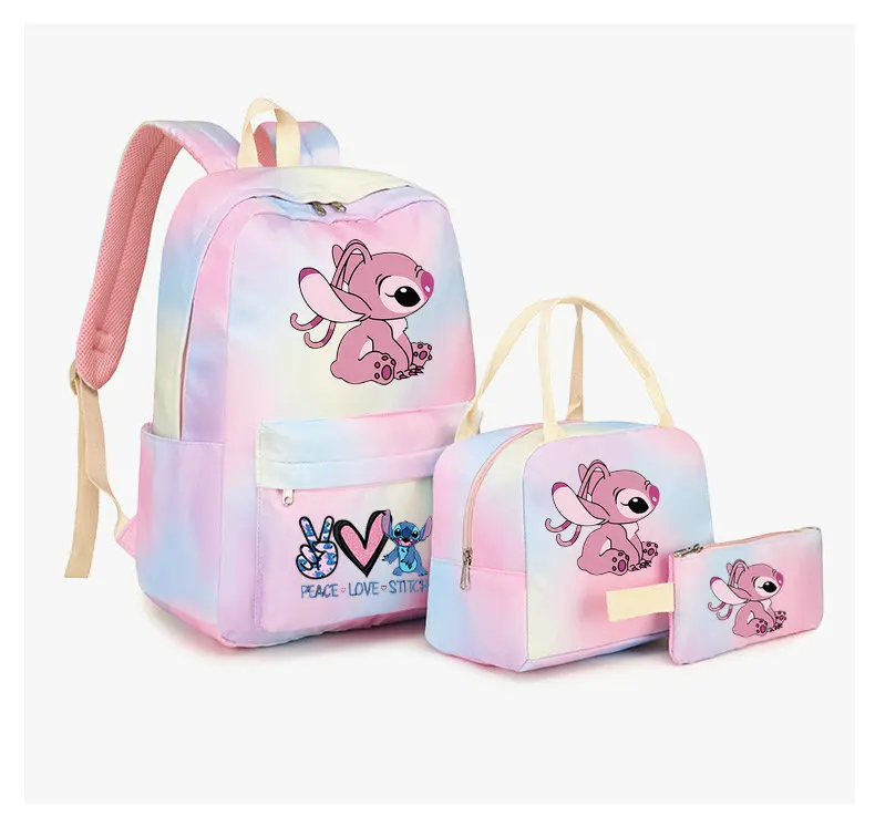 Lilo Stitch Colorful Backpack with Lunch Bag Rucksack Casual School Bags for Boys Girls Women Student Teenagers Sets