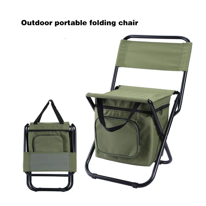 Portable Outdoor Folding Ice Pack Chair With Storage Bag And Backrest Insulation Function 3-in-1 Leisure Camping Fishing Chair