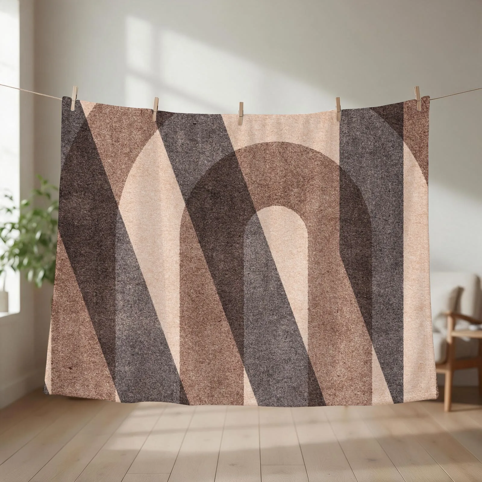 ABSTRACT ALPHABET / Decorative N Throw Blanket couch cozy soft plush fuzzy picnic outdoor blanket